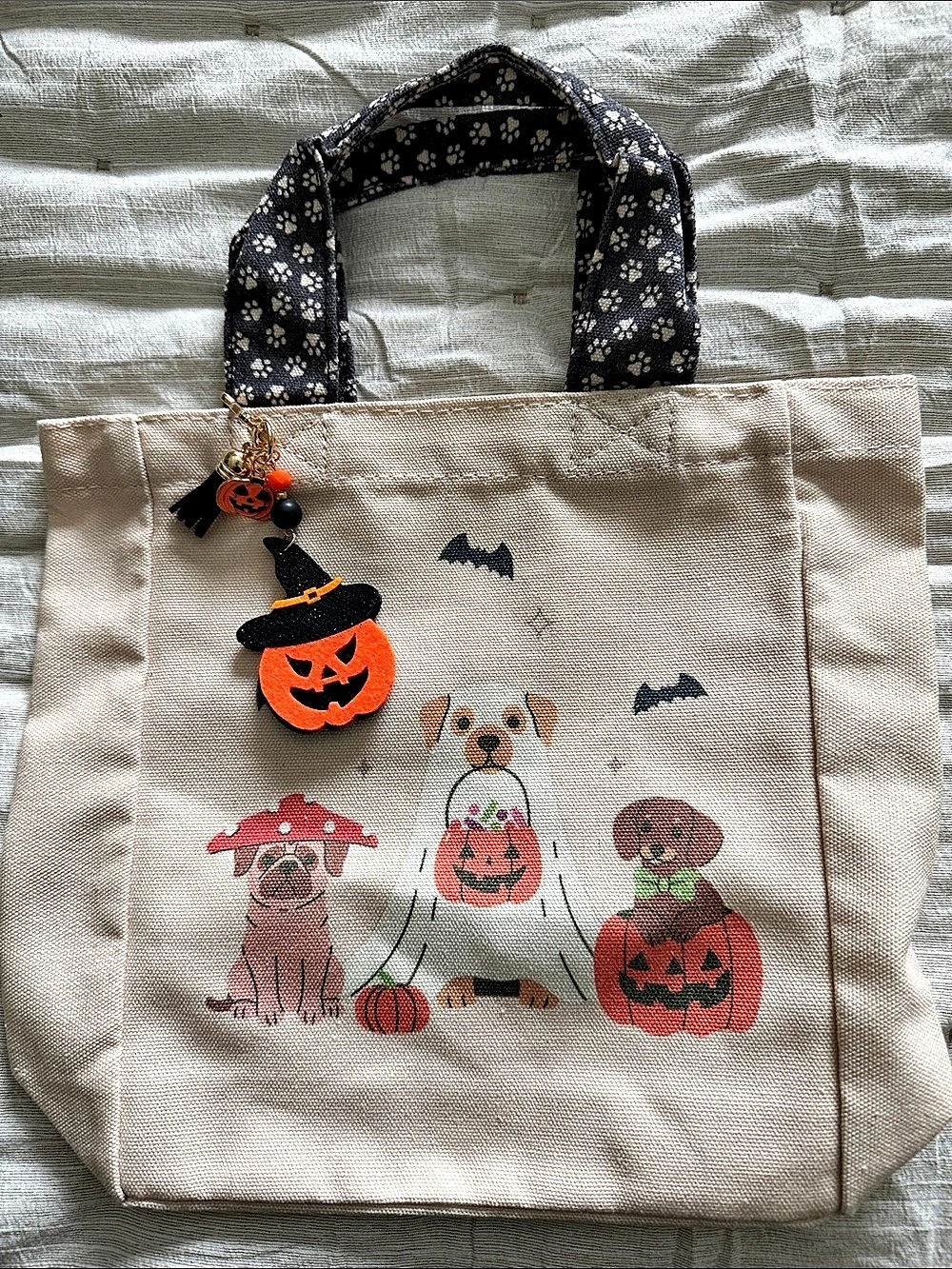 Halloween Dog Print Tote with Charm